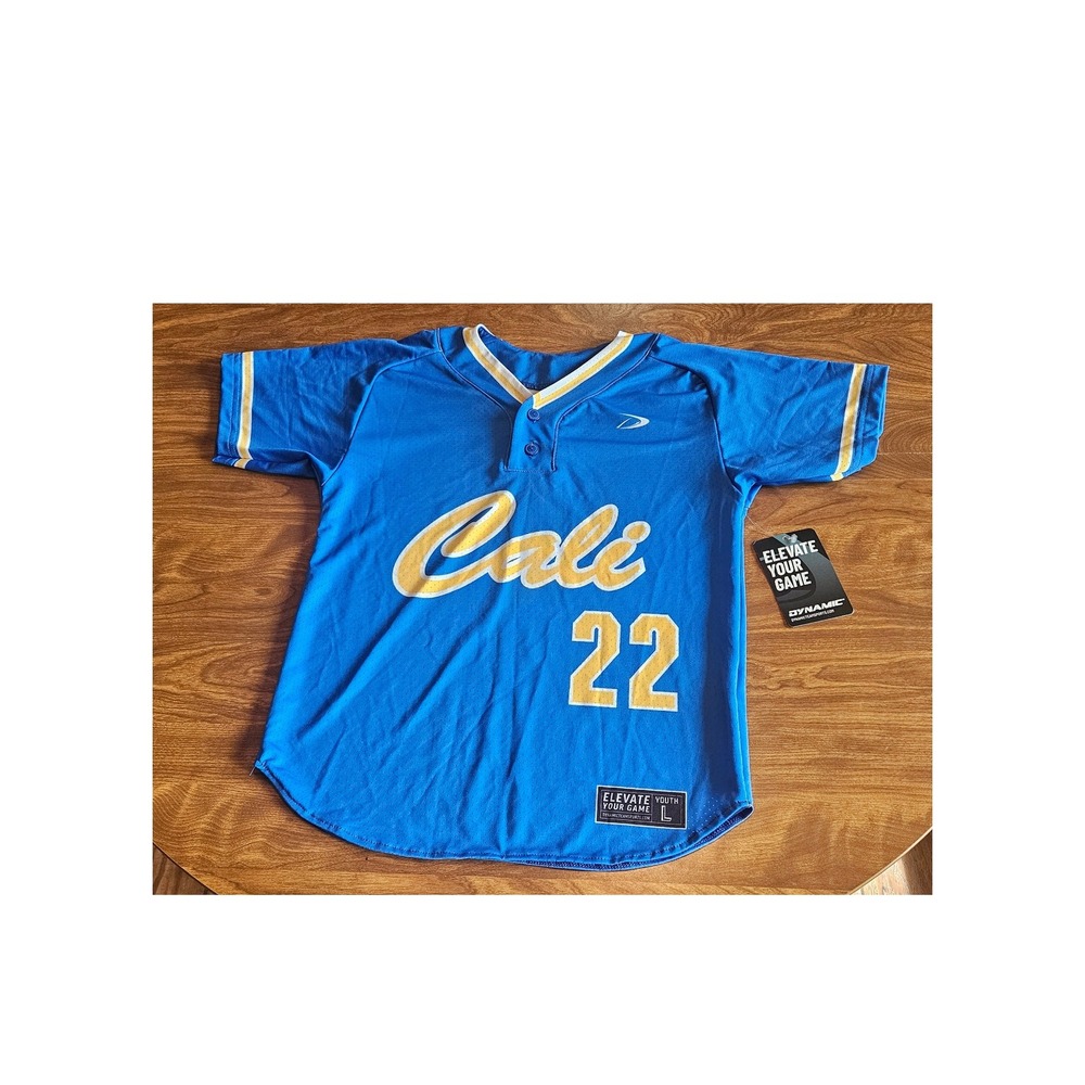 Cali 22‎ Youth Baseball Jersey Blue Gold Size L